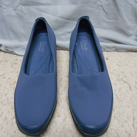 NWOT Clark’s blue slip on 2” wedge heel shoes 6W - Picture 1 of 5